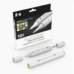 Spectrum Noir Illustrator by Spectrum Noir 12 Piece Twin Tip Artist Alcohol Marker, Landscape