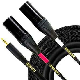 Mogami Gold 3.5-2XLRM-06 Stereo Audio Y-Adapter Cable, 3.5mm TRS Plug to Dual XLR-Male Plugs, Gold Contacts, Straight Connectors, 6 Foot