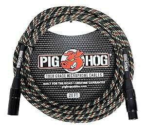 Pig Hog PHM20RAS X^XgCvD\ XLR }CNP[uA20 tB[g Pig Hog PHM20RAS Rasta Stripe Woven High Performance XLR Microphone Cable, 20 Feet
