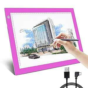 Light Pad Drawing A4 Tracing Light Table NXENTC LED Copy Board Ultra-Thin Display Pad Brightness Adjustable Stencil Artist Art Tracing Tatto Table Pink