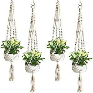 iiJ}h }N vg nK[ [4 pbN] O݂艺Aؔ Rbg[v GKg ƒp peBI  Sorbus Macrame Plant Hanger [4 Pack] Indoor Outdoor Hanging Plant Pots Cotton Rope, Eleg