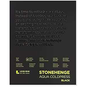 StonehengeA1 Legion Aqua ʃpbhA140|hAR[hvXA9 x 12 C`AA15  Stonehenge, 1 Legion Aqua Watercolor Pad, 140lb, Cold Press, 9 by 12 Inches, Black Paper, 15 Sheets