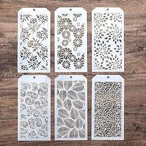 SLGIFT DIY Decorative Stencil Template for Scrapbooking ting on Wall Furniture Crafts,Set of 6 (Rose)
