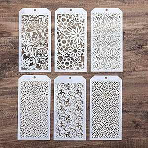 SLGIFT DIY Decorative Stencil Template for Scrapbooking ting on Wall Furniture Crafts,Set of 6 (Seamless Flower)