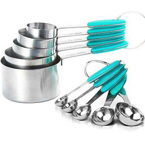 vʃJbvƃXv[10ZbgABPAt[VRObvtXeXX`[vʊAx[LOpXP[c[AH􂢋@ΉAeB[ SEEK42 Measuring Cups and Spoons S