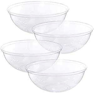 PLASTICPRO ĝăEhT[rO{EAp[eB[XibN܂̓T_{EAvX`bNNX^NApbN 4  (X [W{EA4) PLASTICPRO Disposable Round Serving Bowls, Party Sna