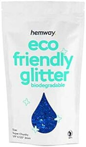 "Hemway Eco Friendly Biodegradable Glitter 100g / 3.5oz Bio Cosmetic Safe Sparkle Vegan For Face, Eyeshadow, Body, Hair, Nail And Festival Makeup, Craft - Super Chunky (1/8"" 0.125"" 3mm) - Sapphire Blue"