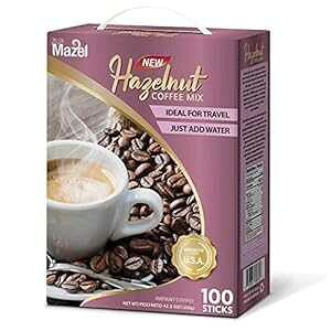 JtF}[ CX^gR[q[ - w[[ibcACX^gR[q[~bNXA3 in 1 CX^gR[q[A100 XeBbN Cafe Mazel Caf Mazel Instant Coffee - Hazelnut, Instant Coffee Mix, 3 in 1 