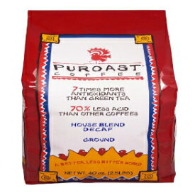 Puroast 低酸コーヒーハウス ブレンド ナチュラル デカフェ ドリップグラインド、2.5 ポンド袋 Puroast Low Acid Coffee House Blend Natural Decaf Drip Grind, 2.5-Pound Bag