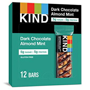 12バー、KINDナッツとスパイス、ダークチョコレートアーモンドミント、（12パック） 12 Count (Pack of 1), Dark Chocolate Almond Mint, KIND KIND Bars, Dark Chocolate Mint, Gluten Free, Low Sugar, 1.4oz, 12 Count