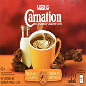 ネスレ カーネーション ホットチョコレート リッチ アンド クリーミー 25 g 小袋 10 個、250 g (8.83 オンス)、カナダ製品 Nestle Carnation Hot Chocolate Rich and Creamy 10 x 25 g sachets, 250g (8.83oz), Product of Canada