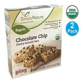 SimplyNature USDAオーガニックチョコレートチップチューイーグラノーラバー（0.80オンス）または（24g）-8バーの2パック、合計16バー（384g） Simply Nature SimplyNature USDA Organic Chocolate Chip Chewy GRANOLA BARS each (0.80 oz) or (24g) -
