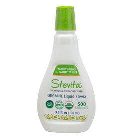 Stevita オーガニック液体ステビア ラージ - 3.3 オンス - すべて天然甘味料、カロリーゼロ - USDA オーガニック、非遺伝子組み換え、ビーガン、コーシャー、パレオ、グルテンフリー - 500 回分 Stevita Organic Liquid Stevia Large - 3.3 Ounces -