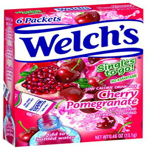 ウェルチのシングルストゥゴーウォータードリンクミックス-チェリープロメグラネートパウダースティック（各6パケットの12箱-合計72食分） Welch's Singles To Go Water Drink Mix - Cherry Promegranate Powde