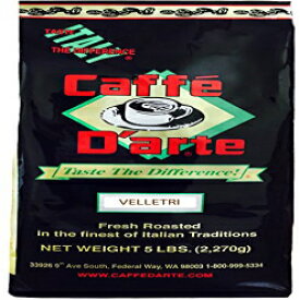Caffe D'arte Velletri-アルダーウッドドリップホールビーンコーヒー、5ポンドフォイルバッグ Caffe D'arte Velletri-Alderwood Drip Whole Bean Coffee, 5-Pound Foil Bag