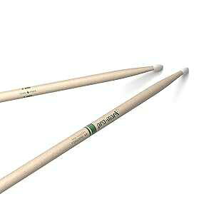 ProMark Drum Sticks - Classic Forward 5A Drumsticks - Drum Sticks Set - Oval Nylon Tip - Natural, Raw Hickory Drumsticks - Consistent Weight and Pitch - 1 Pair