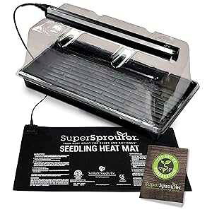 Super Sprouter Premium Heated Propagation Kit for Starting Seeds or Cuttings, Includes Heat Mat, Tray, Grow Light, and More