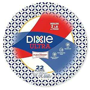 Dixie ϋvMA10 1/16 C`A176 A22  8 pbNAfBi[TCỸvgĝĎM Dixie Ultra Heavy Duty Paper Plates, 10 1/16", 176 Count, 8 Packs of 22 Plates, Dinner Size Printed Disposable Plates