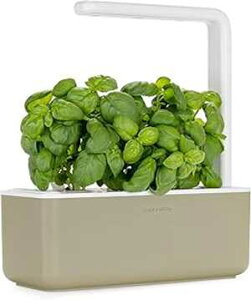 Click and Grow Beige, Click & Grow Indoor Herb Garden Kit with Grow Light Smart Garden for Home Kitchen Windowsill Easier Than Hydroponics Growing System Vegetable Gardening Starter (3 Basil Pods Included), Beige