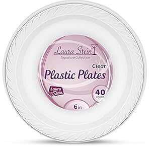 Laura Stein GKg 6 C` ĝ NA fU[g TCY vX`bN v[g 1 pbN (40 v[g) Laura Stein Elegant 6 Inch Disposable Clear Dessert Size Plastic Plates 1 Pack (40 Plates)