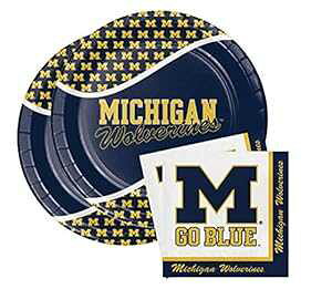 NCAA NGCeBuϊ~VK E@Y p[eB[ oh 9 C` v[g (16) ` ivL (20) NCAA Creative Converting Michigan Wolverines Party Bundle 9" Plates (16) Lunch Napkins (20)