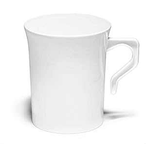  OCCASIONS  40 Mugs Pack, Heavyweight Disposable Wedding Party Plastic 8 oz Coffee Mugs/Tea Cups/Cappuccino Cups/Espresso Cup with Handles (8 oz Mugs, Plain White) OCCASIONS FINEST PLASTIC TABLEWARE  OCCASIONS 
