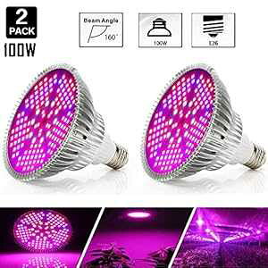 highydroLED [Pack of 2]100W Led Plant Grow Light Bulb, Full Spectrum 150 LEDs Indoor Plants Growing Light Bulb Lamp for Vegetables Greenhouse and Hydroponic, E26 E27 Base Grow Light Bulbs, AC 85~265V
