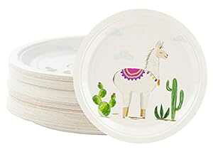 ĝăv[g - 80̎MAO؁A`AfBi[AfU[gp̃}p[eB[piAq̒aA9 x 9C` Blue Panda Disposable Plates - 80-Count Paper Plates, Llama Party Supplies for Appetizer, Lu