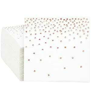 [YS[h JNeivL 100pbN zCʖ͗l a ̑p 3w (5 x 5C`) Juvale 100 Pack Rose Gold Cocktail Napkins with Foil Polka Dots for Birthday, Wedding Decorations, 3-Ply (5 x 5 In)