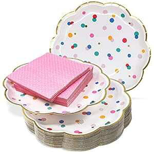 The Joy Bazaar v~A sN&S[h p[eB[v[gZbg - ĝăv[g&ivL 30pbNAϋv 400GSMAׂׂɂȂ܂B The Joy Bazaar Premium Pink & Gold Party Plate