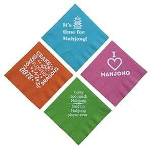 ivLJNeTCY 20 JEg}`J[sNO[u[ƃIW Litwin Mah Jongg Mahjong Napkins Beverage Cocktail Size 20 Count Paper Multi Colored Pink Green Blue and Orange