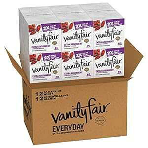 Vanity Fair Everyday ���z�����v���~�A�����i�v�L���A960 ���A�U�炩�����H���p�f�B�i�[�i�v�L�� Vanity Fair Everyday Extra Absorbent Premium Paper Napkin, 960 Count, Dinner Napkin for Messy Meals