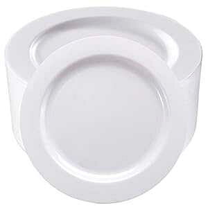 I00000 50Pcs White Plastic Dinner Plates 10.25 Inch, Premium Disposable Plates, Safe and Reusable, Great for Party