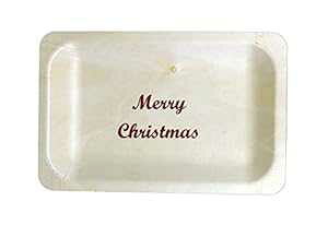 Perfect Stix 7" Disposable Wooden Plates with Merry Christmas Print - Pack of 25ct, Merry Christmas Plates