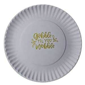 Prefect Stix 9�C���` �y�[�p�[�v���[�g ���ӍՃe�[�}�̃v�����g�uGobble Til You Wobble�v - 100���p�b�N Perfect Stix Prefect Stix 9" Paper Plate with Thanksgiving Themed Print "Gobble Til You Wobble" - Pack of 100ct