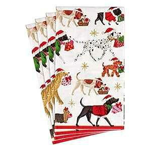 Caspari NX}Xfo[y[p[QXg^IivL zCg - 15  4 pbN Caspari Christmas Delivery Paper Guest Towel Napkins in White - Four Packs of 15