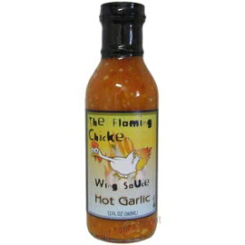 燃えるようなチキンホットガーリックウィングソース-12オンス。 The Flaming Chicken Hot Garlic Wing Sauce - 12 oz.