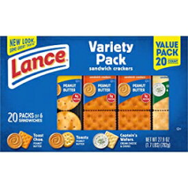 Lance Sandwich Crackers, Variety Pack with ToastChee and Toasty with Peanut Butter and Captain's Wafers with Cream Cheese, 20 Ct