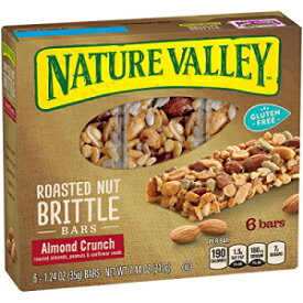 ネイチャーバレー、ローストナッツクランチ、アーモンドクランチ（ローストアーモンド、ピーナッツ、ヒマワリの種）、6カウント、7.2オンスボックス（4パック）（アーモンドクランチ） Nature Valley, Roasted Nut Crunch, Almond Crunch (Roasted Almonds, Pe