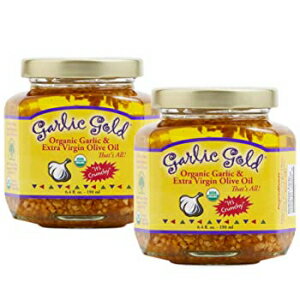 6.4 Ounce (Pack of 2), Garlic Gold Organic Garlic Granules in Extra Virgin Olive Oil, 6.4 oz Pack of 2