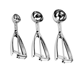 JUNADAEL J Cookie Scoop Set, Include 1 Tablespoon/ 2 Tablespoon/ 3  Tablespoon, Cookie Dough Scoop, Cookie Scoops for Baking set of 3, 18/8  Stainless