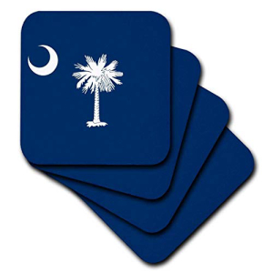 3dRose Flag of South Carolina SC - US American United State America 【期間限定お試し価格】 indigo White set cst_158433_2 tree blue palmetto USA 8 Soft 新商品 Coasters