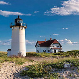 Carson Race Point Lighthouse Square House Coaster Set