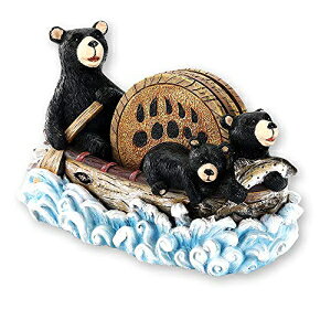 VUDECO Cute Black Bear Canoe Coasters Set - Cabin Decor Bar Accessories Funny Hunting Decorations for Home Decor Coasters Rustic Gifts Country Gifts for Men Women - Set of 4 Coasters with Bear Paw