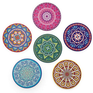Nobranded Coasters for Drinks Absorbent Ceramic with Cork Base Mandala Style Coaster Mats Suitable Pattern Hot of Set #1 Gift Housewarming 6 2022モデル Decor おすすめ Cold Great and or Home