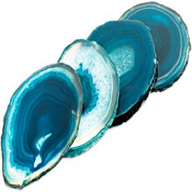 Gxcdizx Blue Stone Coaster – Natural 3.5-4’’ Dyed Crystal Cup Coaster - Cup Mat for Beverages – Blue Glass Agate Coasters – Perfect Table Decor for Kitchen or Dining Room