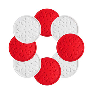 SISLEY FLARE Christmas Snowflake Coasters for ☆国内最安値に挑戦☆ Drinks -Set of 8 BPA-free Silicone Heat For New Year Non-slip White 2021 Waterproof Resistant Protect Red -Gift Tabletops to 海外輸入