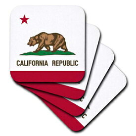 3dRose cst_158295_3 Flag of California Republic-Us American State-United States of America-The Bear Flag-Ceramic Tile Coasters, Set of 4
