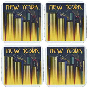 3dRose CST_60474_1 Art Deco New York Poster Soft Coasters, Set of 4