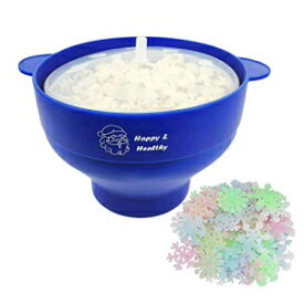 Arestle Microwave Silicone Popcorn Popper, Collapsible Popcorn Maker with Handle, food grade and BPA Free_Gifts Snowflakes Glow in Dark (Blue)